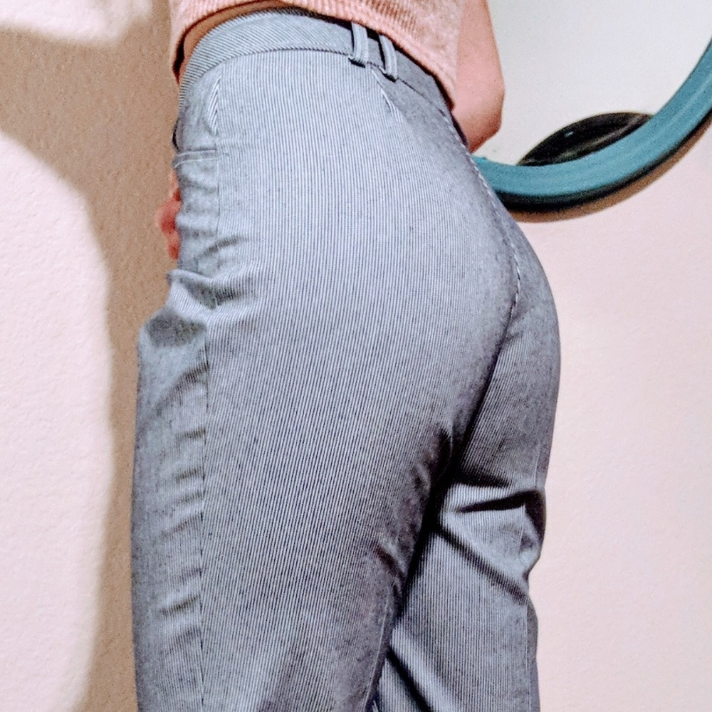 VTG High-waist pinstriped slacks, Navy Blue